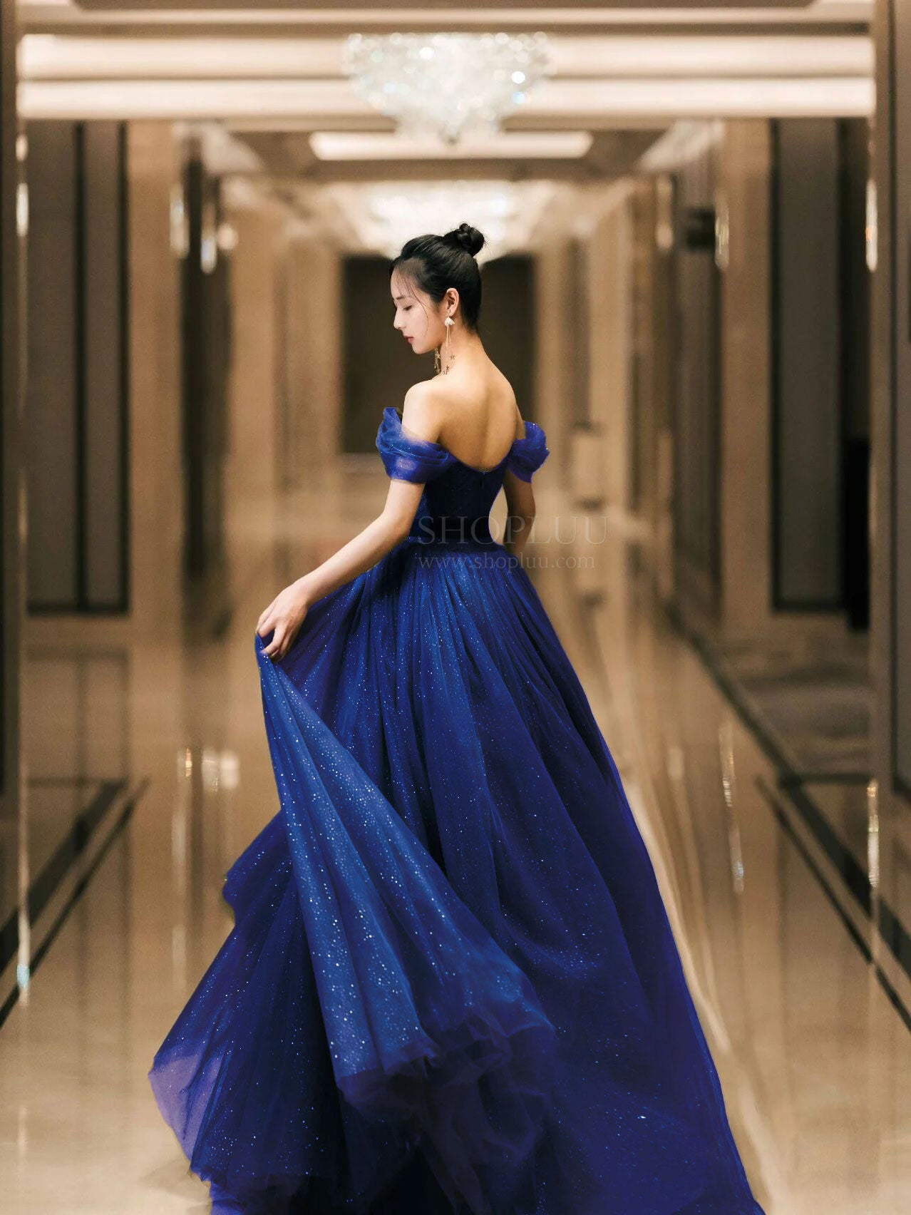 Elegant Sweetheart Neck Tulle Sequin Long Prom Dress, Backless Graduation Dresses US 14 / Custom Color