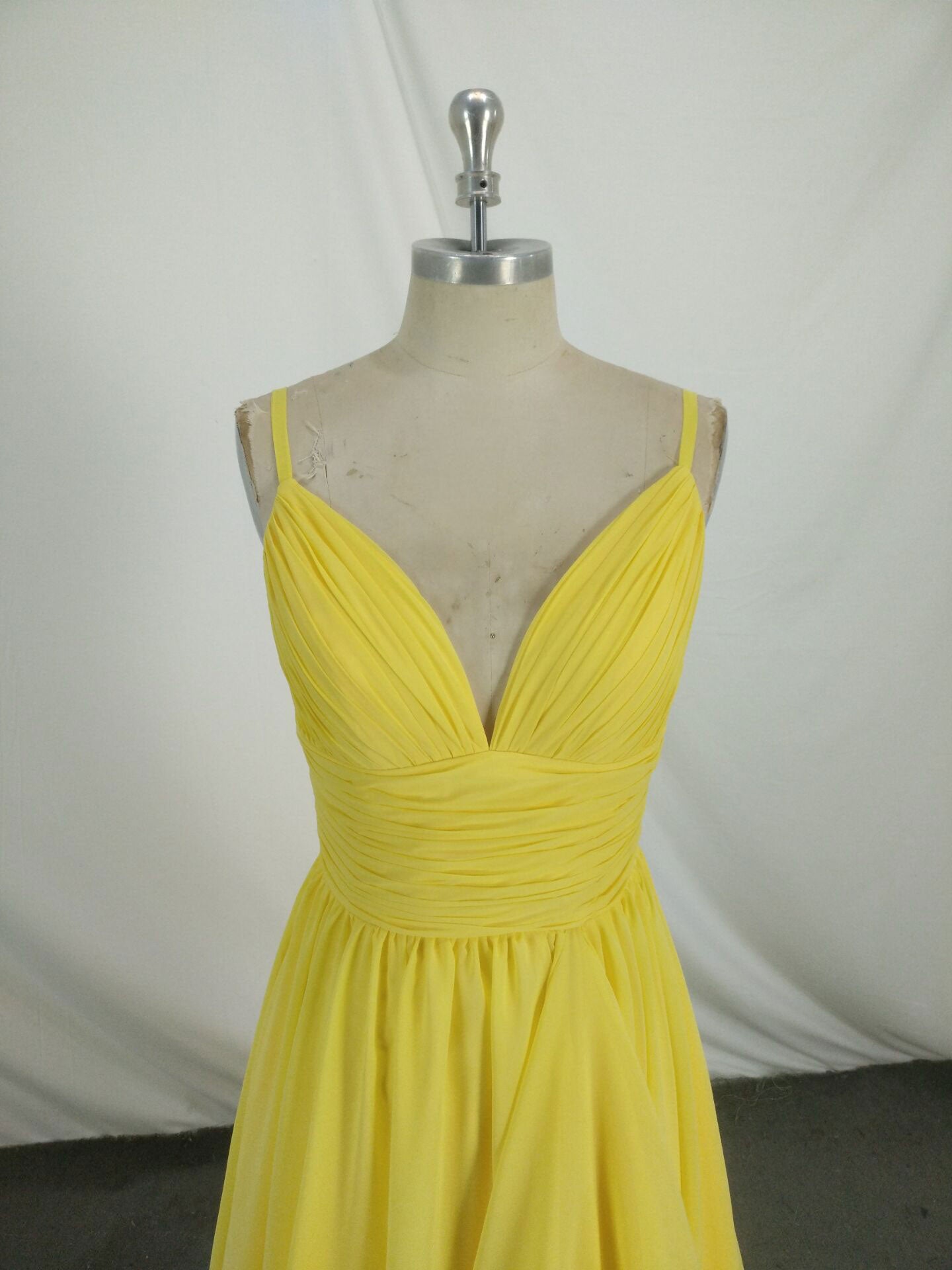 Simple V Neck Yellow Chiffon Long Prom Dress, Yellow Evening Dress US 2 / Yellow Simple V Neck Yellow Chiffon Long Prom Dress, Yellow Evening Dress US 2 / Yellow