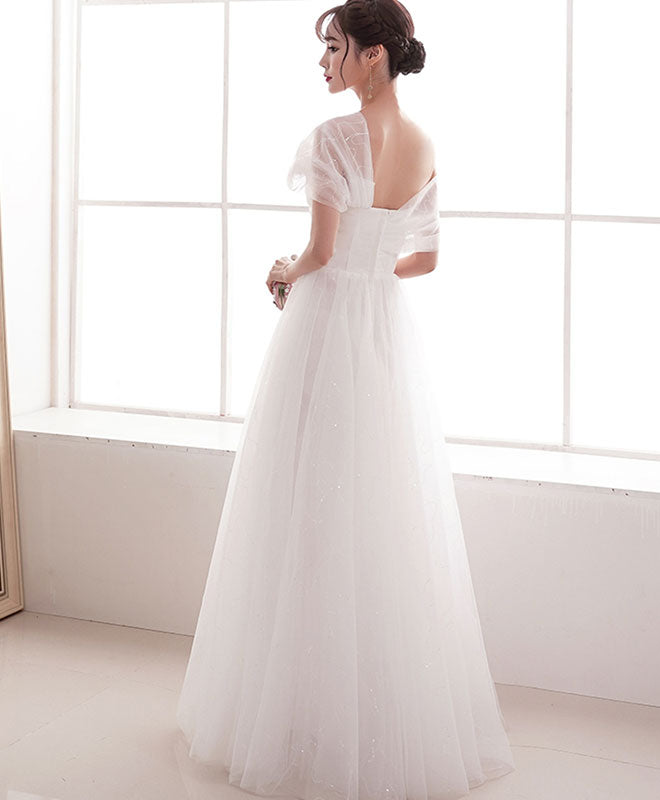 Elegant  White Tulle Long Prom Dress White Tulle Evening Dress