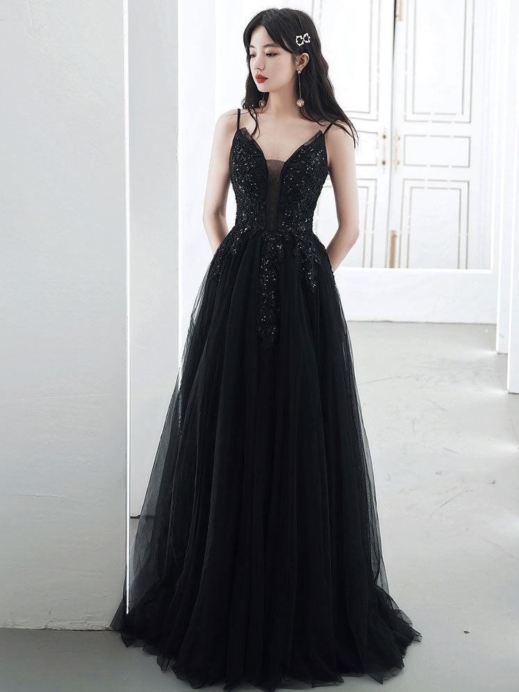 Black Long Prom Dresses, Aline Black Formal Graduation Dresses – shopluu