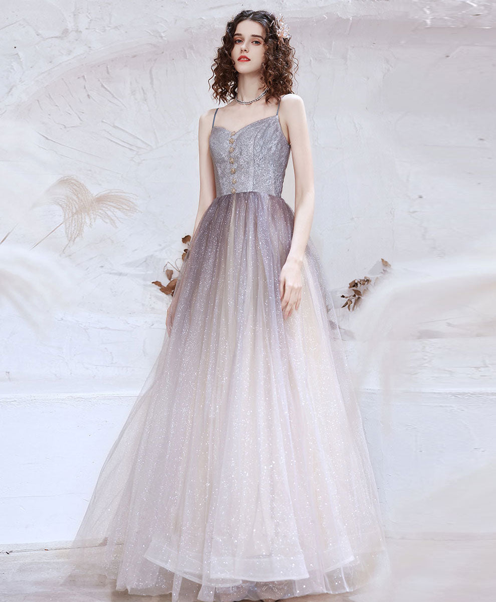 Simple Sweetheart Aline Long Prom Dress, Shiny Formal Dresses