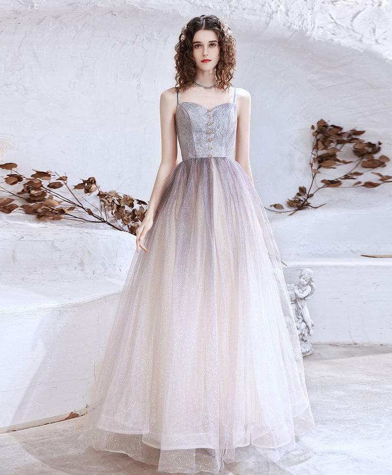 Simple Sweetheart Aline Long Prom Dress, Shiny Formal Dresses