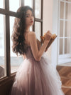 Pink Tulle Long Prom Dress, Pink Tulle Sweet 16 Dress