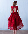 Burgundy Lace Short Prom Dress, Burgundy Lace Homecoming Dress