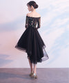Black Tulle Lace Short Prom Dress, Black Evening Dress