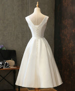 Simple V Neck White Short Prom Dress White Homecoming Dress