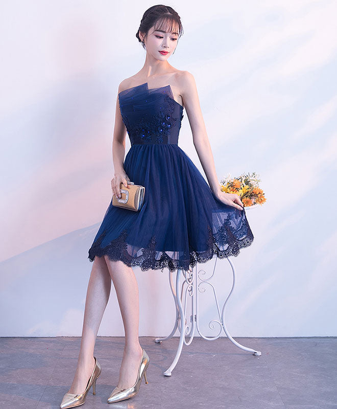 Cute Dark Blue Tulle Lace Short Prom Dress, Homecoming Dress US 4 / Dark Blue Cute Dark Blue Tulle Lace Short Prom Dress, Homecoming Dress US 4 / Dark Blue