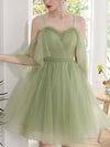 Green Short Prom Dress, Green Puffy Tulle Homecoming Dresses