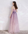 Purple Aline Tulle Long Prom Dress, Tulle Long Purple Evening Dress
