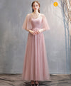 Simple Pink Tulle Long Prom Dress Pink Tulle Bridesmaid Dress