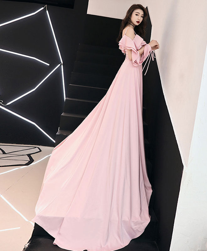 Simple Pink Chiffon Long Prom Dress Pink Evening Dress