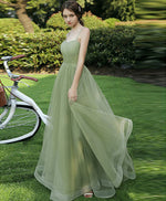 Simple Sweetheart Tulle Green Long Prom Dress Green Evening Dress