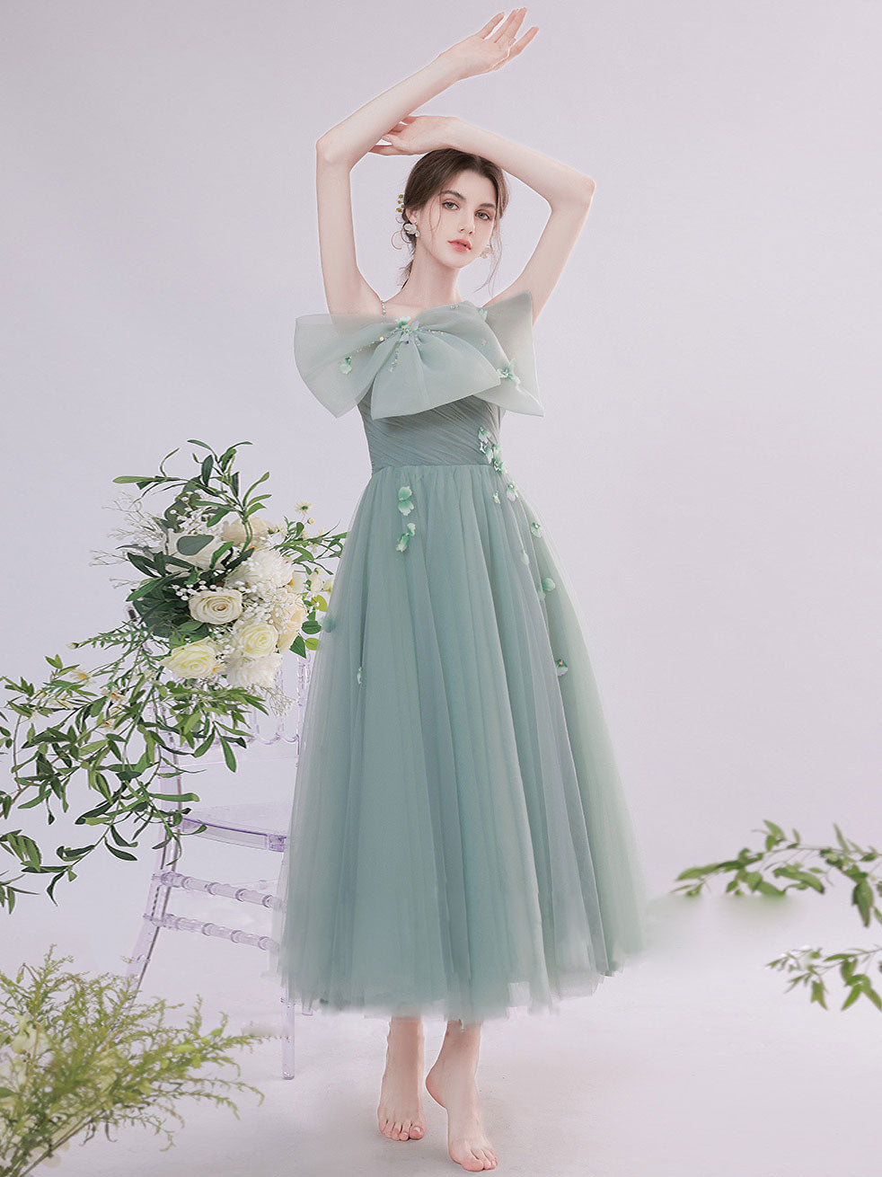 Green Tulle Short Prom Dress, Green Homecoming Dress