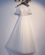 White Sweetheart Neck Tulle Long Prom Dress, White Formal Dress