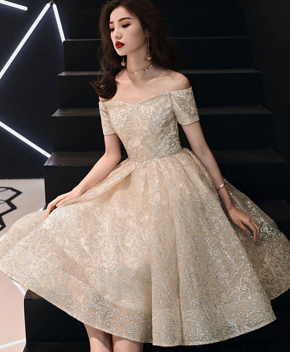 Champagne Sweetheart Tulle Sequin Prom Dress, Champagne Homecoming Dress US 4 / Champagne Champagne Sweetheart Tulle Sequin Prom Dress, Champagne Homecoming Dress US 4 / Champagne