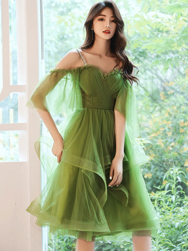 Green Sweetheart Neck Green Tulle Prom Dress, Puffy Green Homecoming D shopluu Green Sweetheart Neck Green Tulle Prom Dress, Puffy Green Homecoming D shopluu