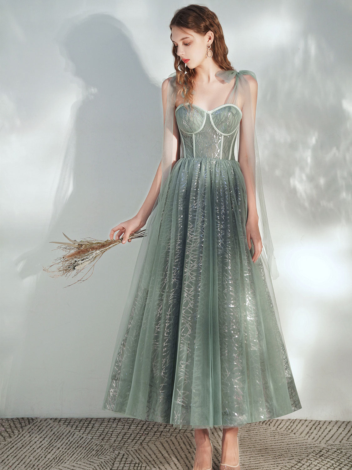 A -line Tulle Lace Tea Length Green Prom Dress, Formal Aline Green Homecoming Dresses US 12 / Gray Green( As Picture) A -line Tulle Lace Tea Length Green Prom Dress, Formal Aline Green Homecoming Dresses US 12 / Gray Green( As Picture)