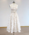 White High Neck Tulle Lace Prom Dress, Lace Formal Party Dress
