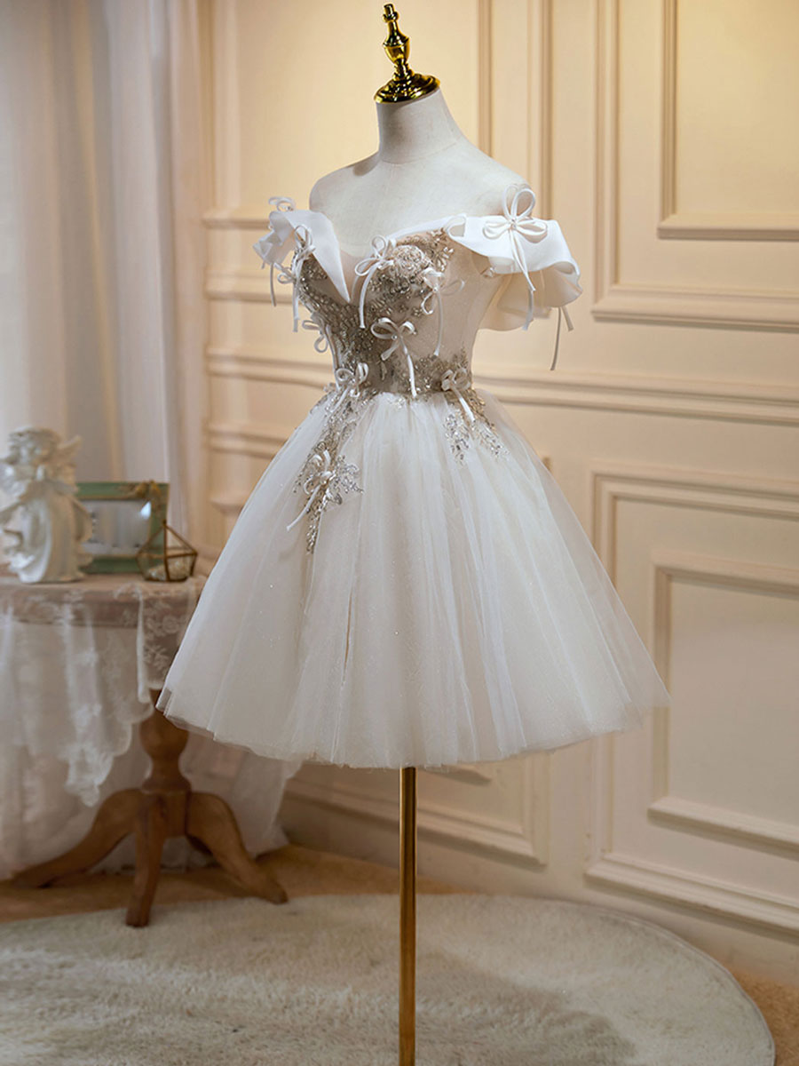 prom dress short Mini/Short Light Champagne Dress, Puffy Homecoming Dresses – shopluu adding to the dresss Color:Full Off white/Silver Bodycon all2 Dress the Population Nicole
