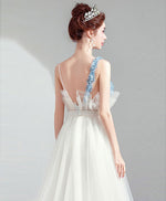 White Tulle Sweetheart Lace Long Prom Dress White Evening Dress