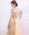Champagne Tulle Lace Long Prom Dress. Champagne Tulle Evening Dress