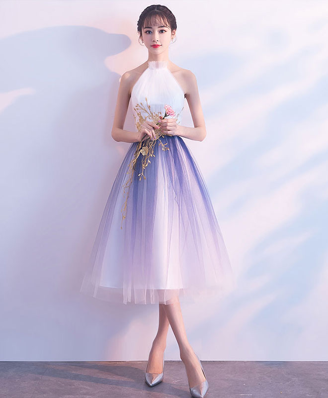 Cute Tulle Lace Applique Short Prom Dress, Tulle Evening Dress