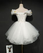 Cute White Tulle Short Prom Gown, White Homecoming Dress
