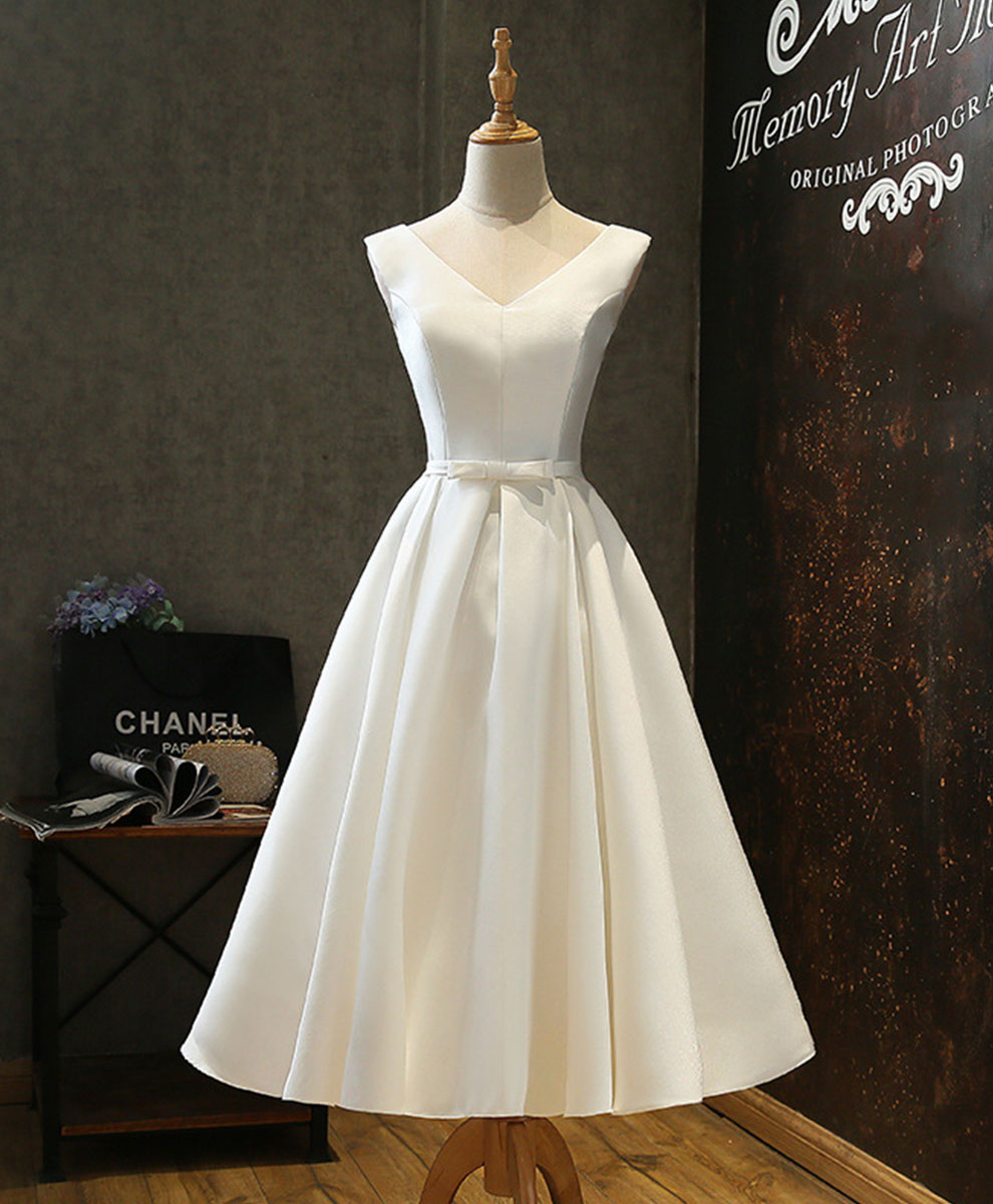 Simple V Neck White Short Prom Dress White Homecoming Dress US 10 / Custom Color Simple V Neck White Short Prom Dress White Homecoming Dress US 10 / Custom Color