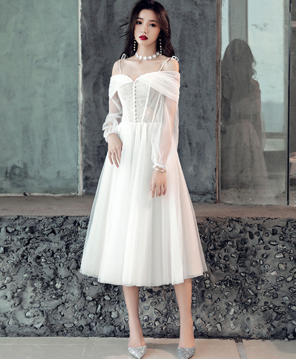 White Sweetheart Off Shoulder Tulle White Homecoming Dress