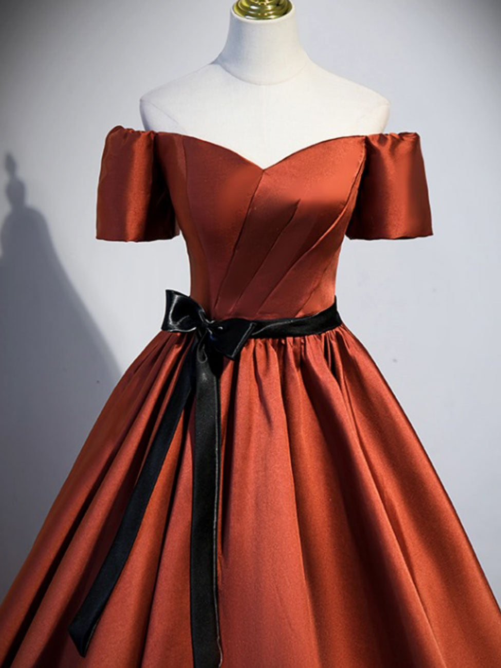 A Line Satin Orange Long Prom Dresses, Orange Formal Bridesmaid Dresse – shopluu