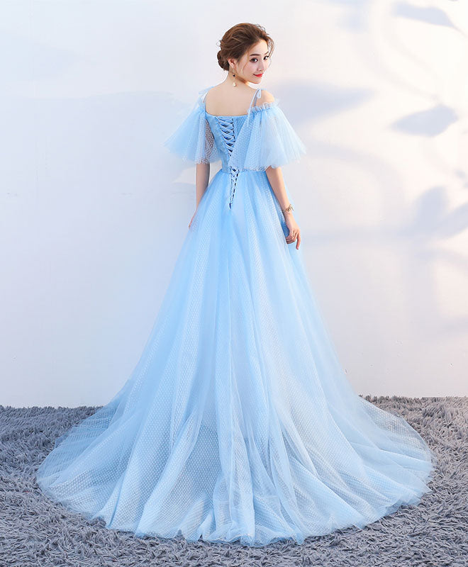 Sky Blue Lace & Tulle Sweetheart Engagement Dress - Xdressy