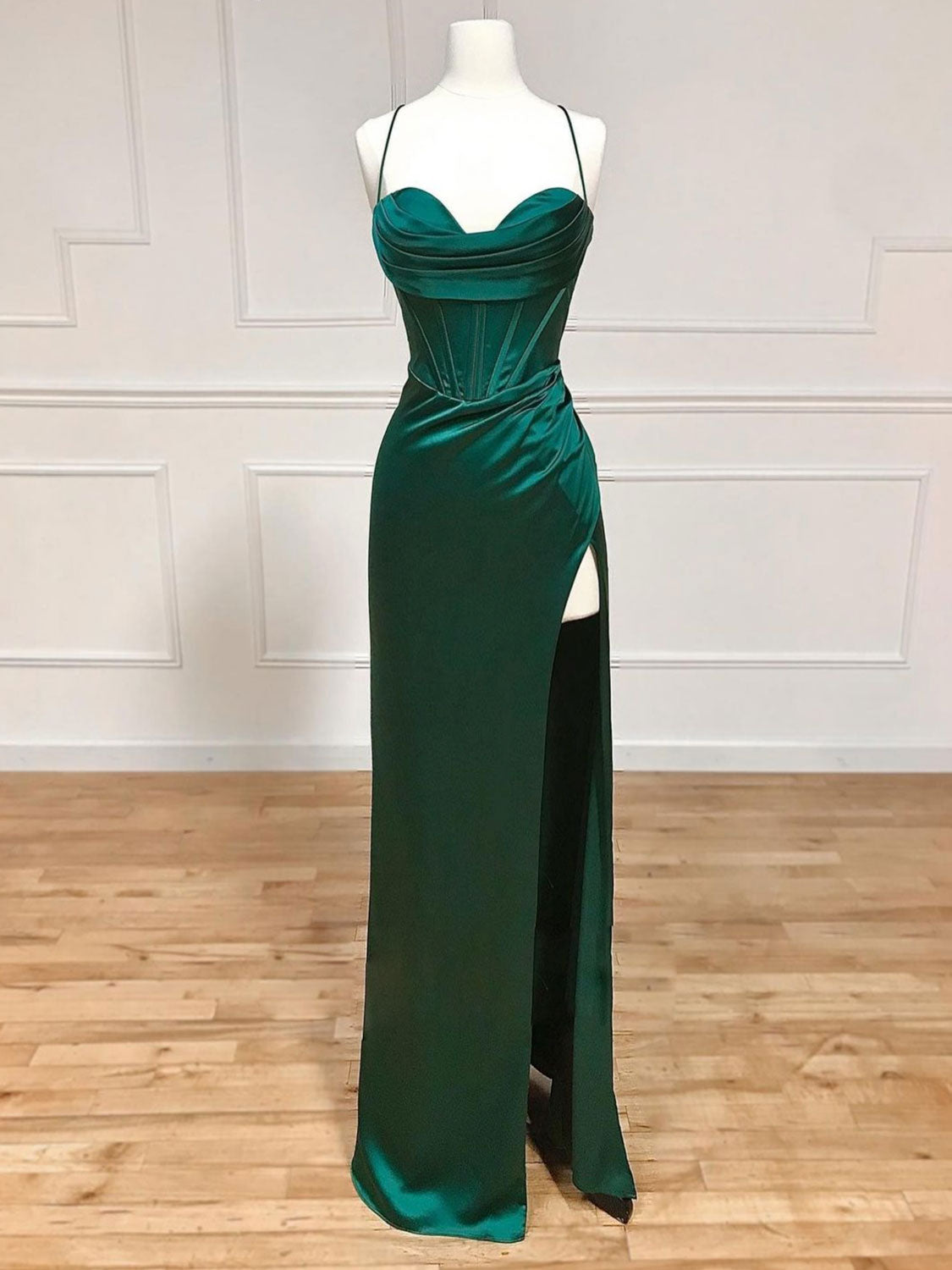 Green Sweetheart Neck Satin Long Prom Dress, Green Evening Dresses shopluu Green Sweetheart Neck Satin Long Prom Dress, Green Evening Dresses shopluu