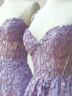 Purple Lace Graduation Dress