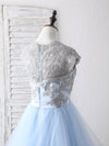 Blue Tulle Lace Applique Long Prom Dress Blue Tulle Sweet 16 Dress