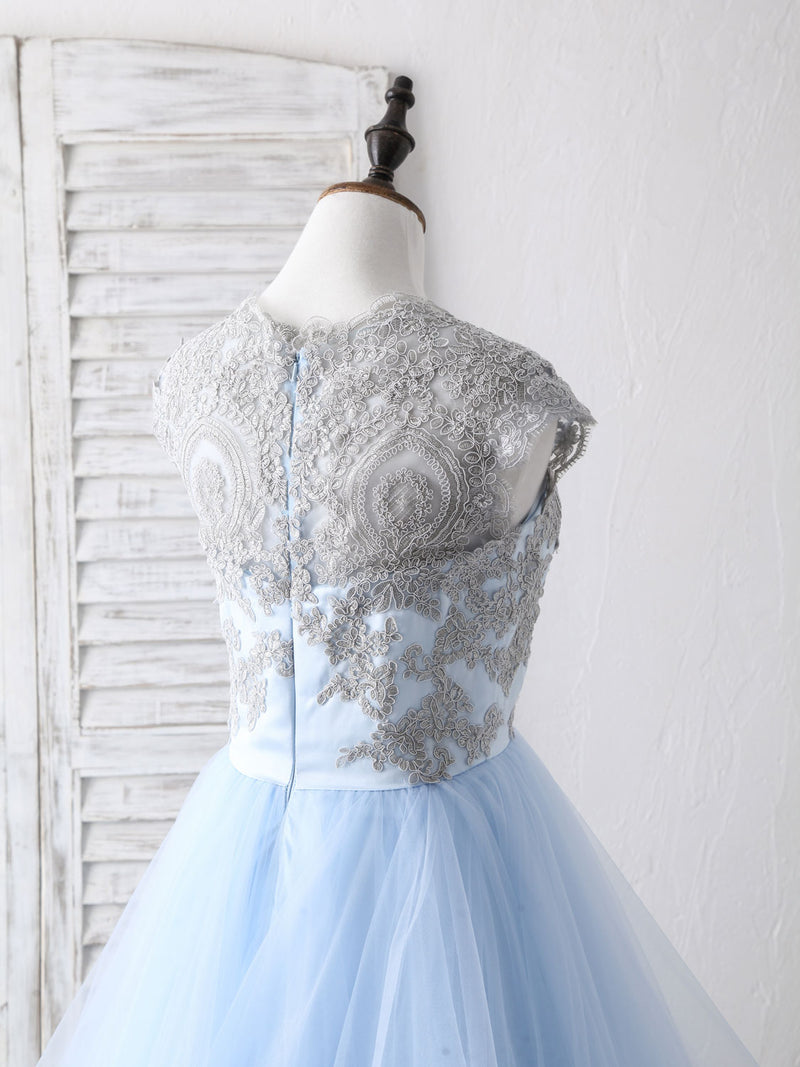 shopluu White Tulle Puffy Sleeves Long Prom Dress, White Tulle Sweet 16 Dresses US 6 / Custom Color