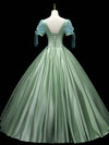 Green Sweetheart Neck Satin Long Prom Dresses, Green Sweet 16 Dresses