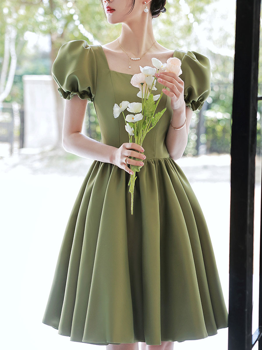 Simple Green Satin Short Prom Dress, Green Satin Bridesmaid Dress US 4 / Custom Color Simple Green Satin Short Prom Dress, Green Satin Bridesmaid Dress US 4 / Custom Color