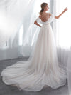 Light Champagne Tulle Lace Long Beach Wedding Dress Bridal Dresses