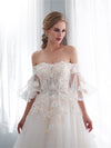 Ivory Long Lace Wedding Dress, Ivory Tulle Lace Wedding Gown