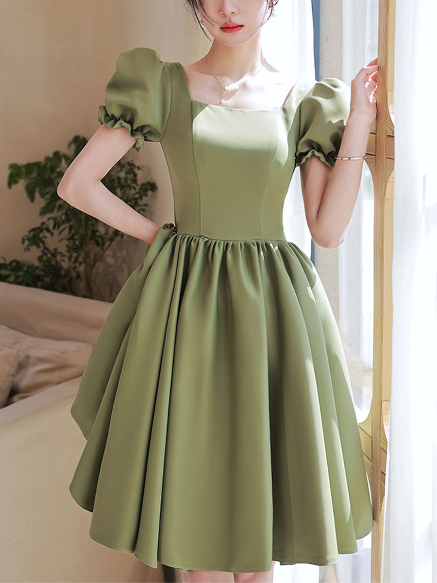 Simple Green Satin Short Prom Dress, Green Satin Bridesmaid Dress US 4 / Custom Color Simple Green Satin Short Prom Dress, Green Satin Bridesmaid Dress US 4 / Custom Color