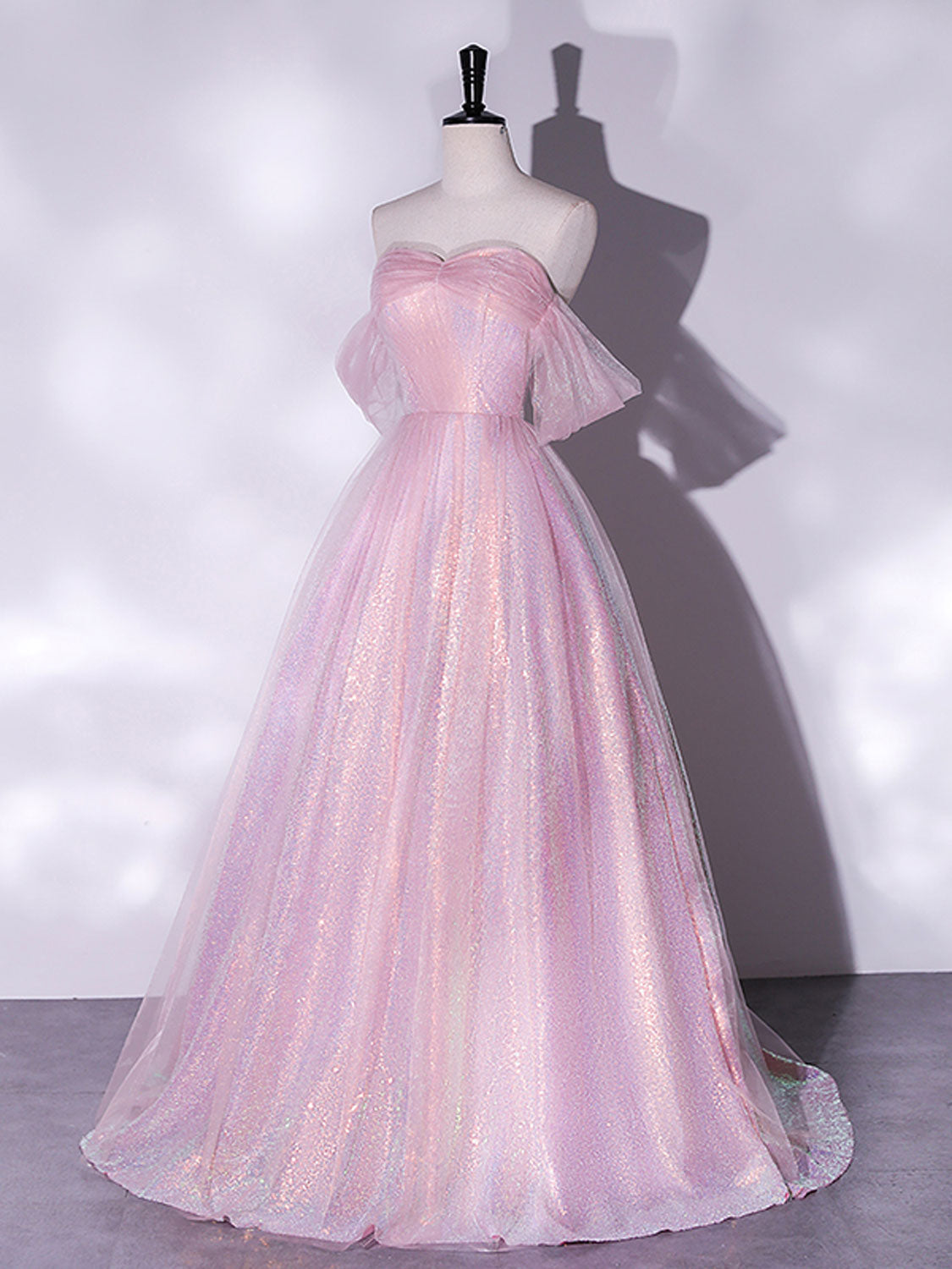 A-Line Sweetheart Neck Tulle Sequin Pink Long Prom Dress, Pink Tulle Formal Dress US 14 / Custom Color A-Line Sweetheart Neck Tulle Sequin Pink Long Prom Dress, Pink Tulle Formal Dress US 14 / Custom Color