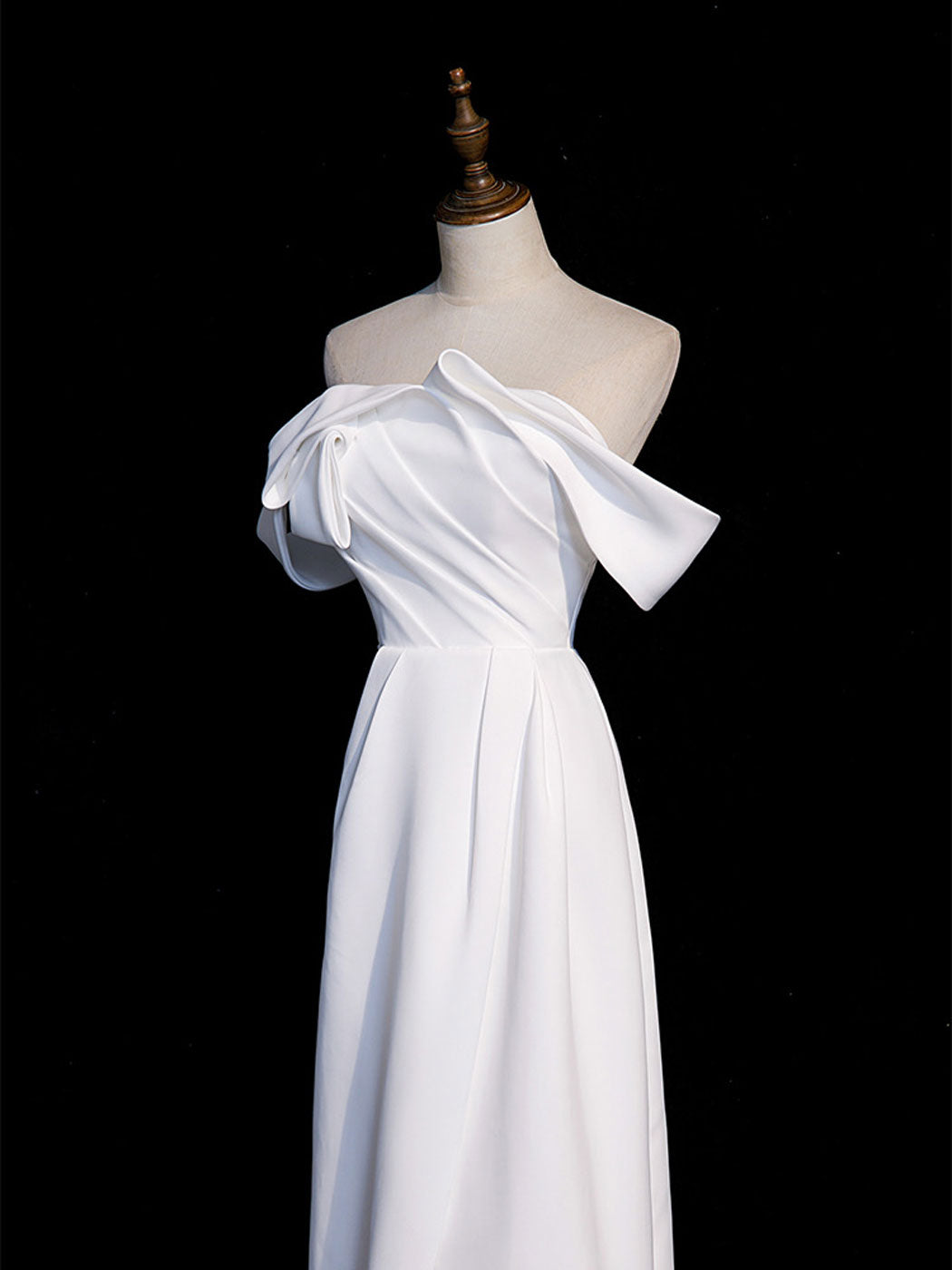 Simple White Off Shoulder Satin Long Prom Dress, White Long Formal Dress US 10 / White Simple White Off Shoulder Satin Long Prom Dress, White Long Formal Dress US 10 / White