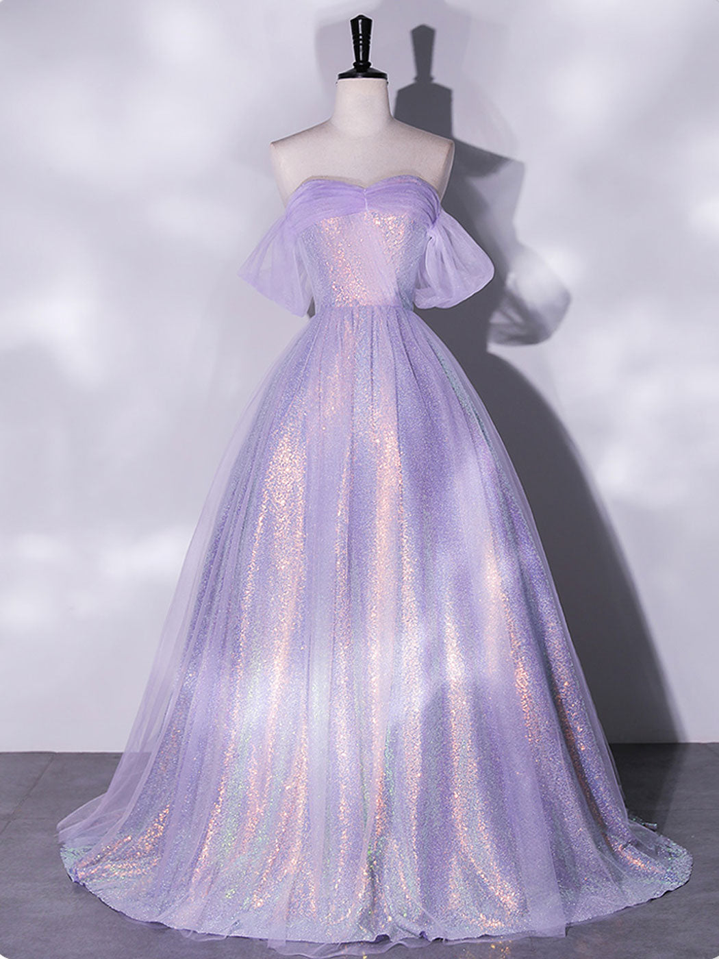 A-Line Tulle Sequin Purple Short Prom Dress, Purple Homecoming Dress –  shopluu