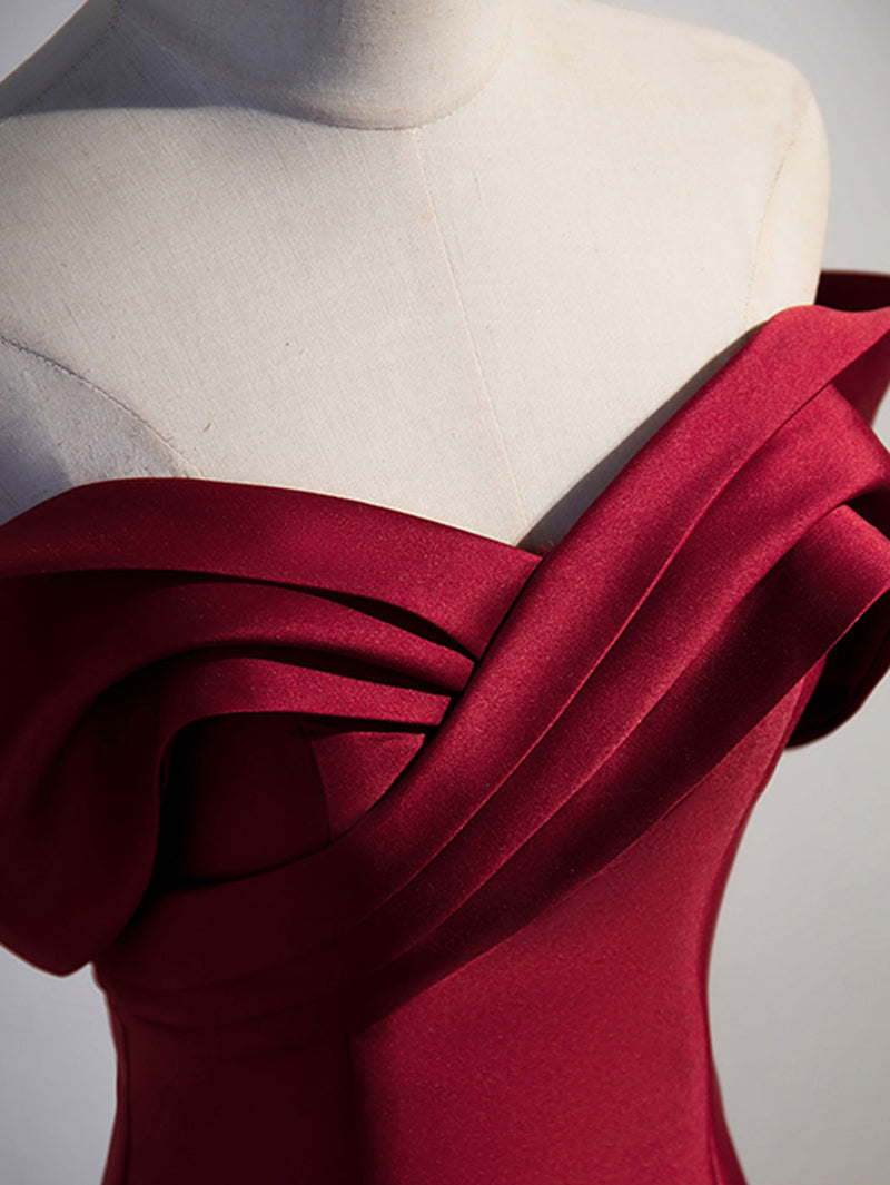 A-Line Burgundy Off Shoulder Long Prom Dress, Burgundy Evening Dress shopluu A-Line Burgundy Off Shoulder Long Prom Dress, Burgundy Evening Dress shopluu
