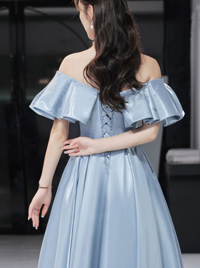 Simple Blue Satin Long Prom Dress, Blue Formal Graduation Dresses US 14 / Blue Simple Blue Satin Long Prom Dress, Blue Formal Graduation Dresses US 14 / Blue