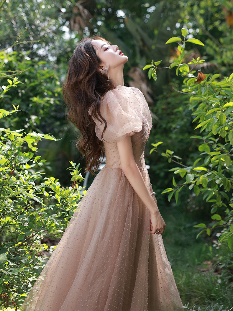 Bean Pink Powder Short Prom Dress, Cute Tulle Homecoming Dress