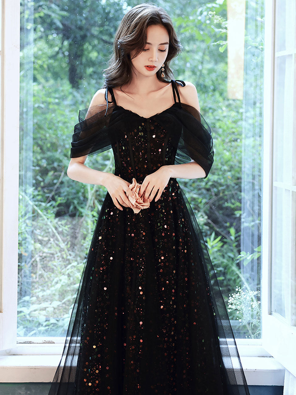 Black A-Line Long Prom Dresses, Black Formal Graduation Party Dress US 12 / Black Black A-Line Long Prom Dresses, Black Formal Graduation Party Dress US 12 / Black