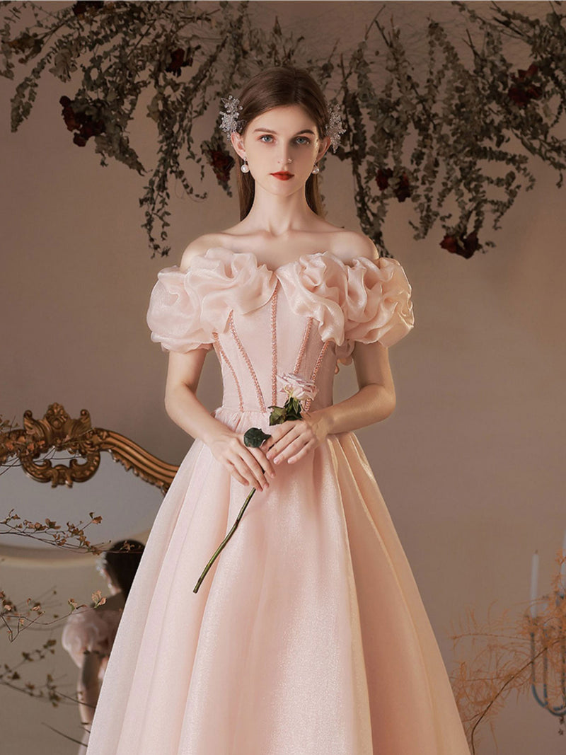 long homecoming dresses pink 3/4 Sleeves Short Prom Dress Pink Homecoming Dress with Open Back US2 / Pink