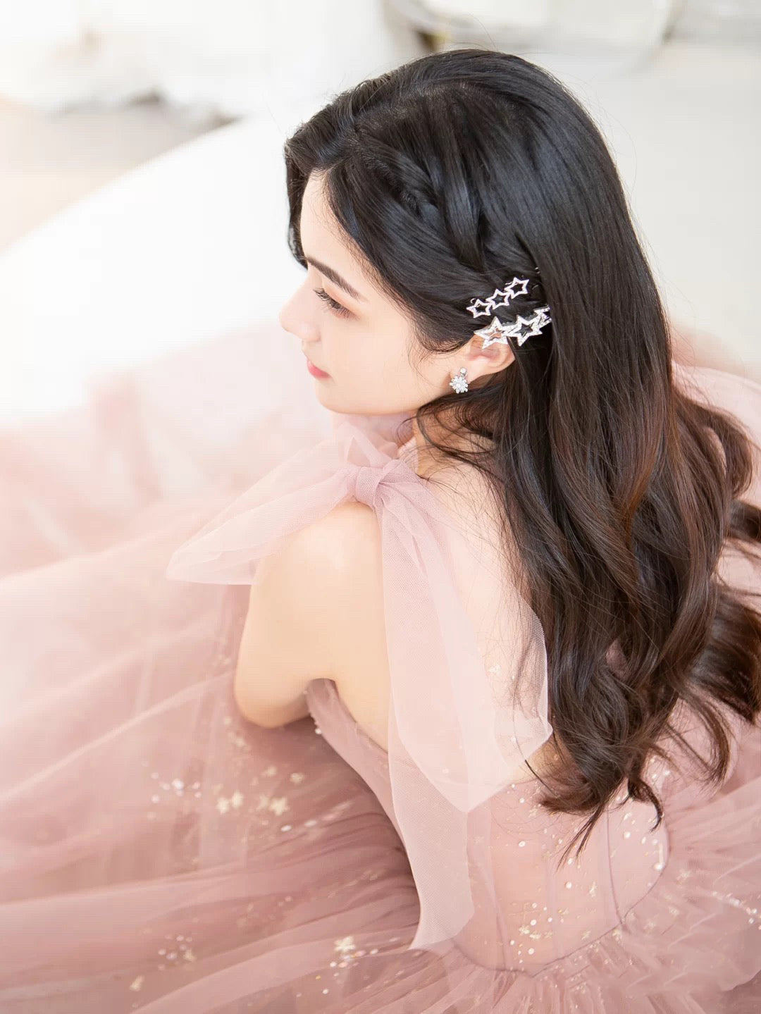 Simple Pink A Line Tulle Long Prom Dress, Pink Tulle Formal Dress