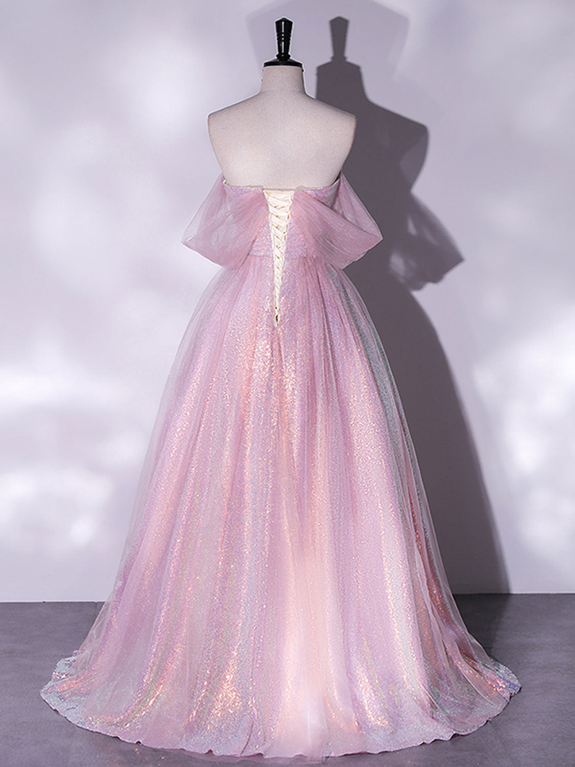 Pink Tulle Sequins Long Prom Dress, A-Line Formal Graduation Dress US 14 / Pink Pink Tulle Sequins Long Prom Dress, A-Line Formal Graduation Dress US 14 / Pink